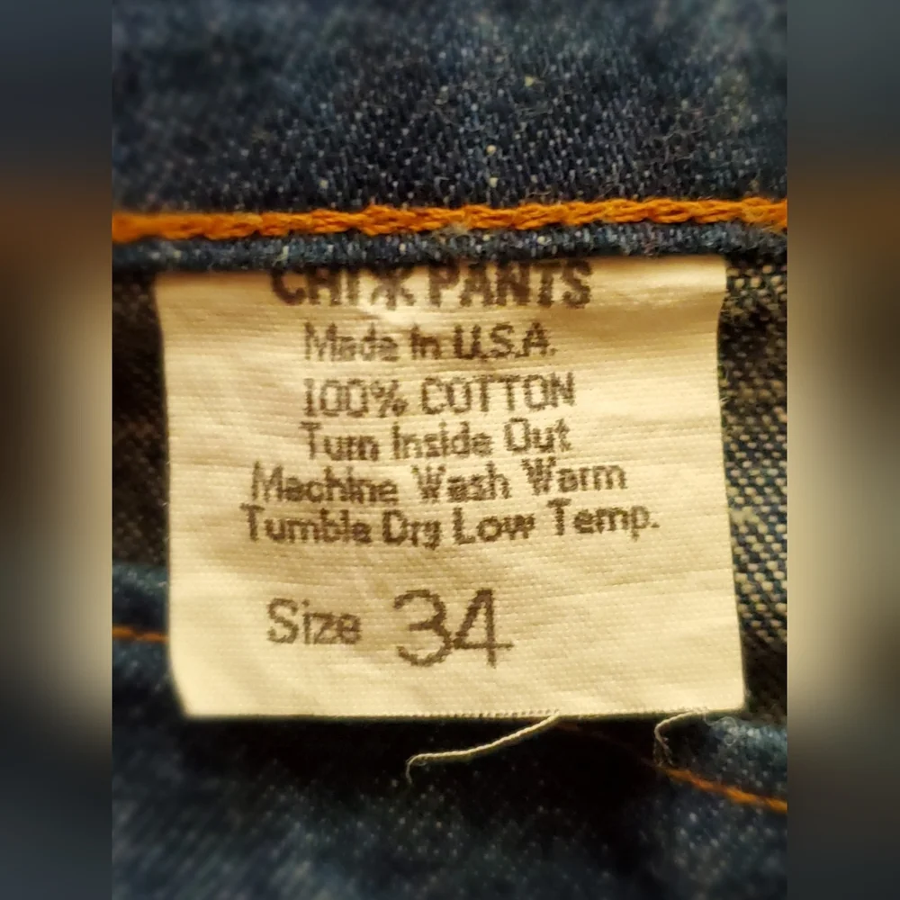 CHI PANTS SANTA CRUZ ORIGINAL 84-91 RUN BLUE JEANS 34 100% COTTON NWOT
